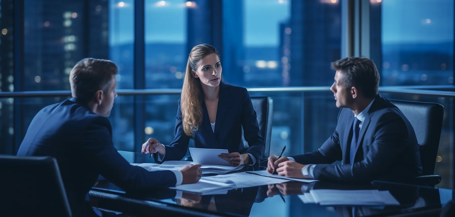 Consultants collaborating around a boardroom table
