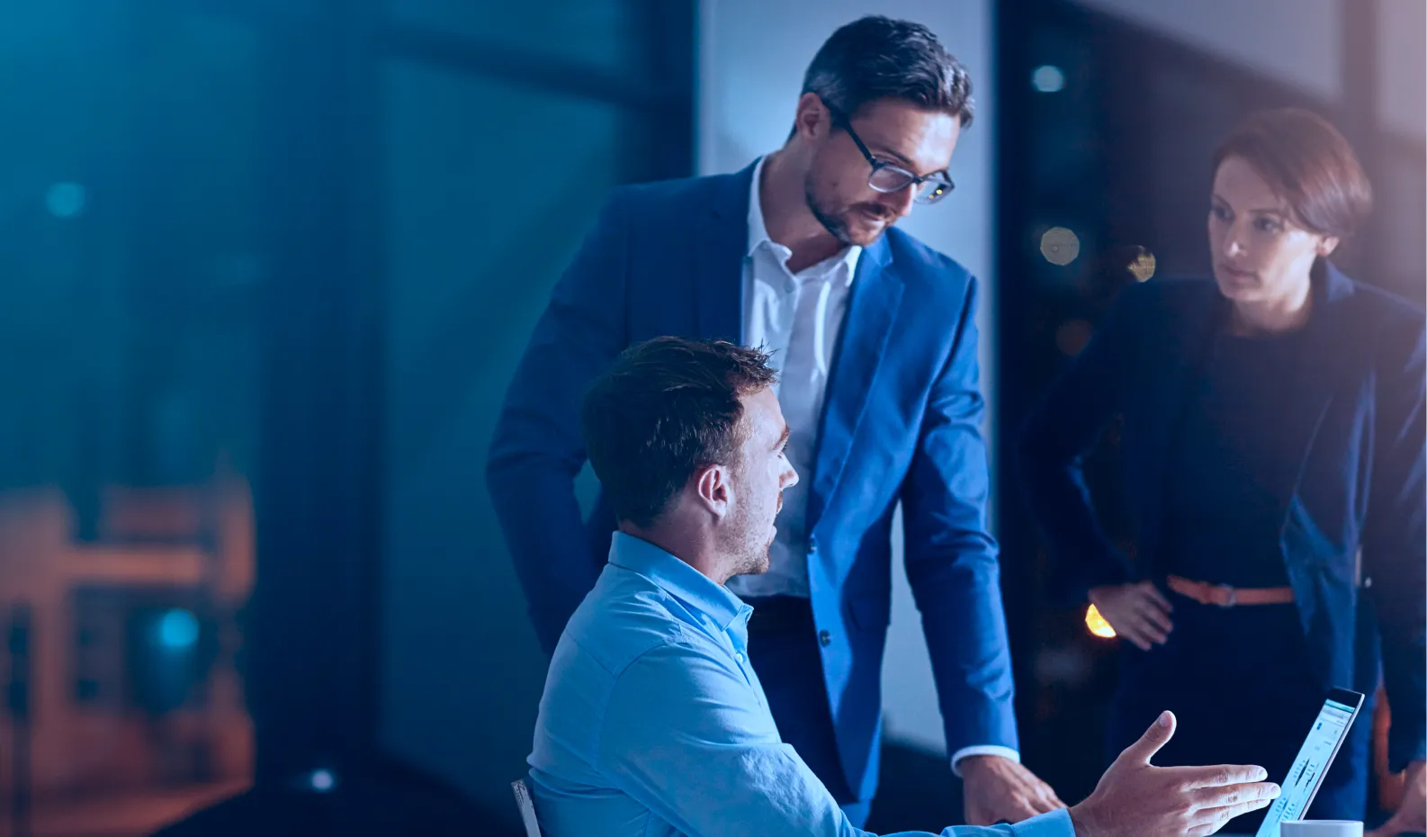 Technology consultants discussing a strategy